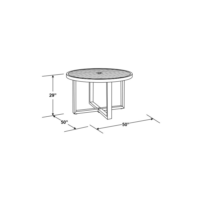 Redondo Outdoor Round Dining Table, 29'' H x 50" W x 60'' L