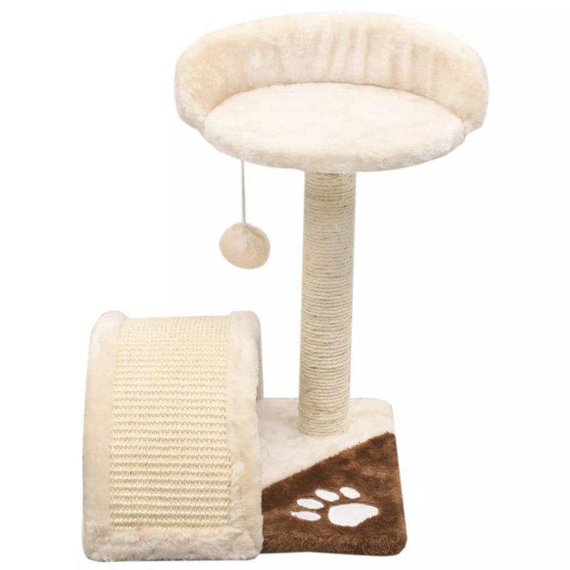 Arbre à chat vidaXL, panneau de particules en peluche de polyester, corde en sisal, Beige/brun