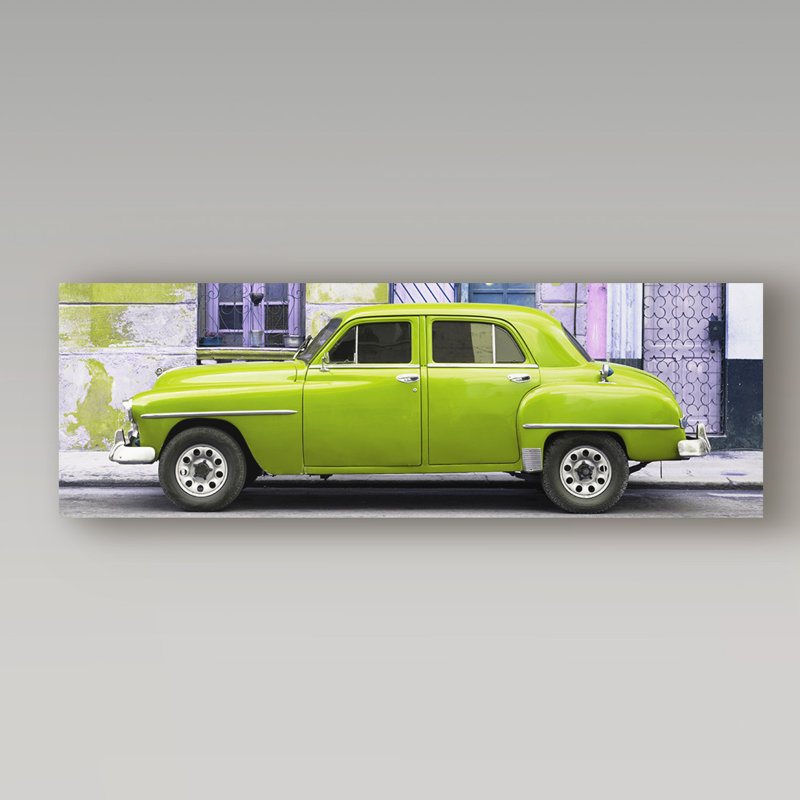 « lime green classic american voiture », reproduction de photo sur toile tendue, H 10 po x l 32 po