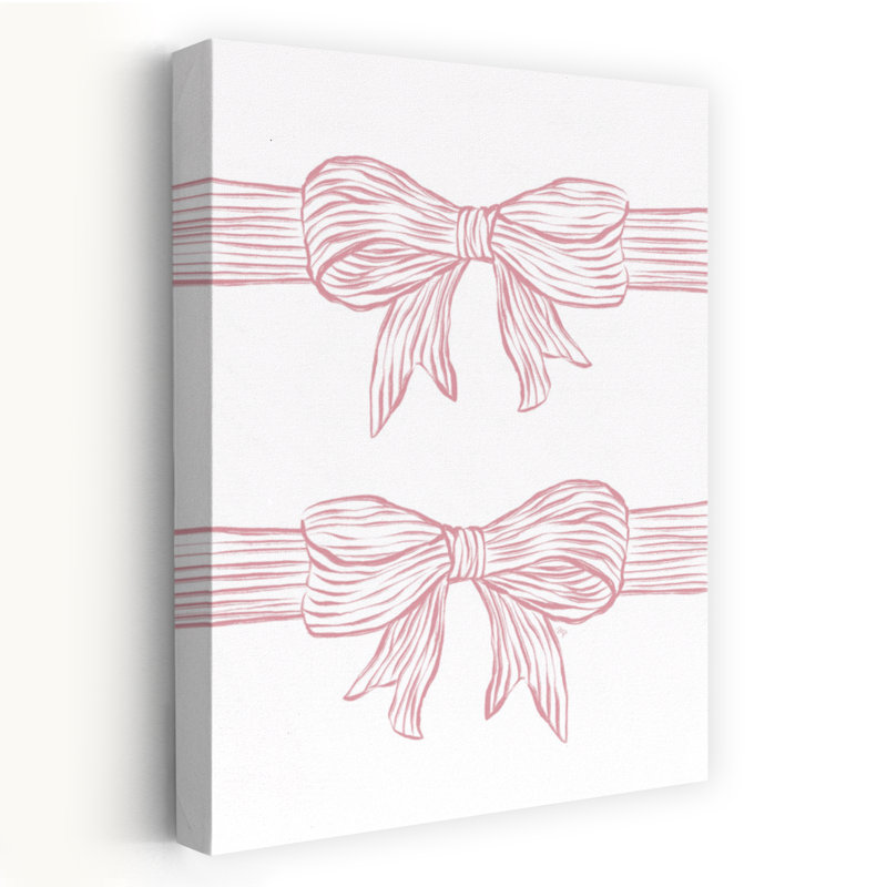Pink Ribbon Bows Elegant Abstract Contemporary Wall Art Print, 60.96cm H x 40.64cm W