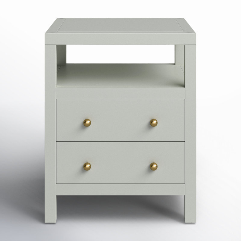 Nora 2-Drawer Nightstand, Sage Green