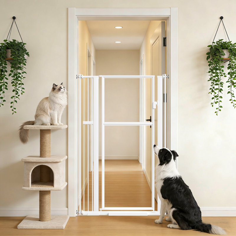 Barrière pour animaux 59 "extra haute 59", large 29 "à 37" pour chiens et chats, Blanc, 37"W