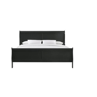 Très grand lit en bois massif avec revêtement noir, avec glissières et tiroirs en métal, chambre à coucher en bois, dispositif de contrôle
