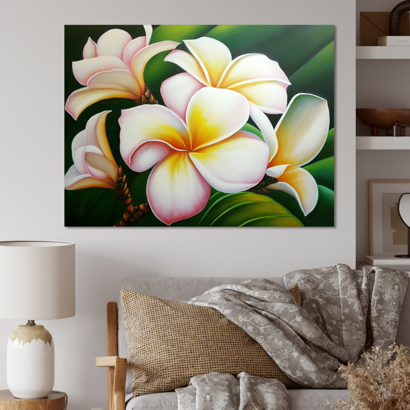 «White and Yellow Blossoming Plumeria V», reproduction sur toile, H 12 po x l 20 po x P 1 po, Toile tendue