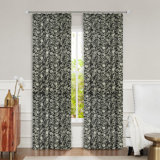 Fabdivine Black Handmade Heavy Linen Home Decorative Curtain 27x84 Inches, Floral 100% Blackout Block Print, Two-Side Panel Set with Pleated Pinch, Perfect for Living Room, Office, or Patio, Devdas