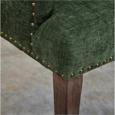 Upholstered Chenille Fabric Accent Dining Chair, Curved Solid Wood Legs, Elegant Tufted Club Dining Room Kitchen Room Arm Dining Chair, Single Pack,SW1895OL