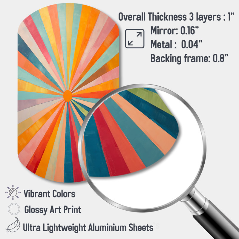 «Colorful Mid Century Optical Serenade I - Mid Century Century Cylinder», reproduction d'art asymétrique moderne
