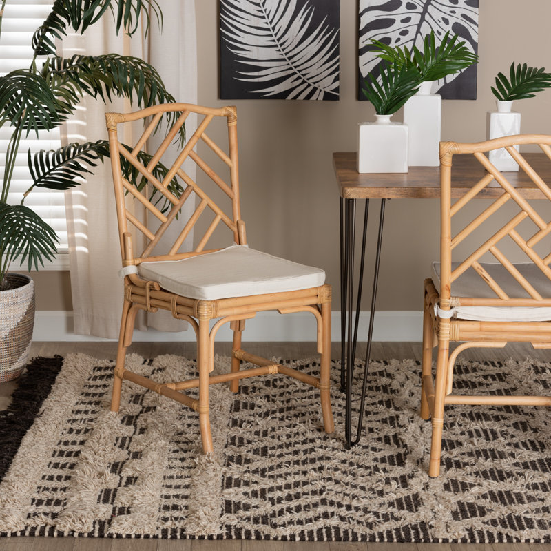 Gardendale Cross Back Rattan Side Chair in White/Natural Brown