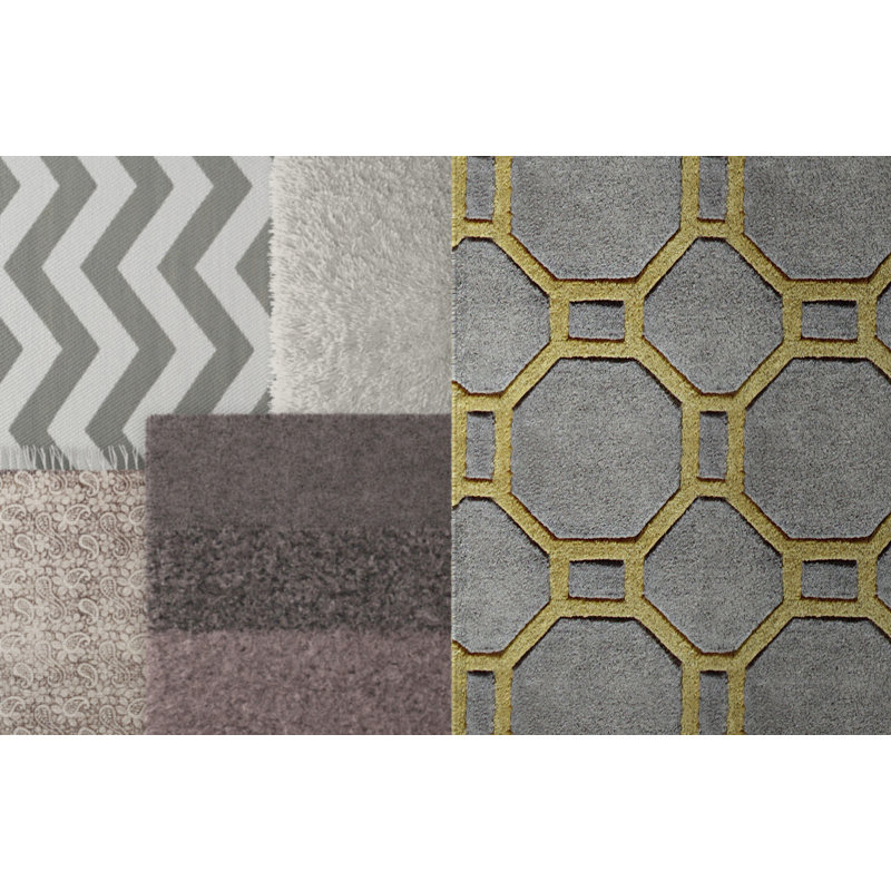Lybbert area rug Hand Tufted Rectangle Grey/Yellow, Rectangle 150cm x 230cm