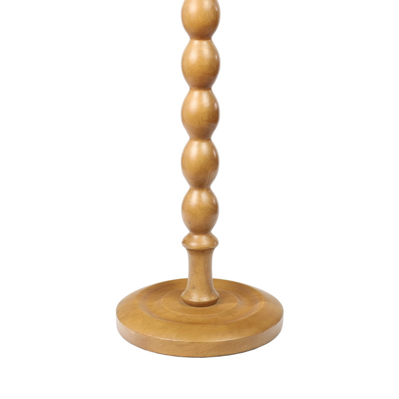 Augustus 11" x 24.5" Cottage Round Solid Mango Wood Spool Pedestal Drink Table - Natural Turned Accent Side & End Table for Living Room