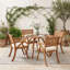 Ensemble de salle à manger 5 pièces en bois d'acacia avec quatre fauteuils rembourrés résistants à l'eau et une table à plateau à lattes