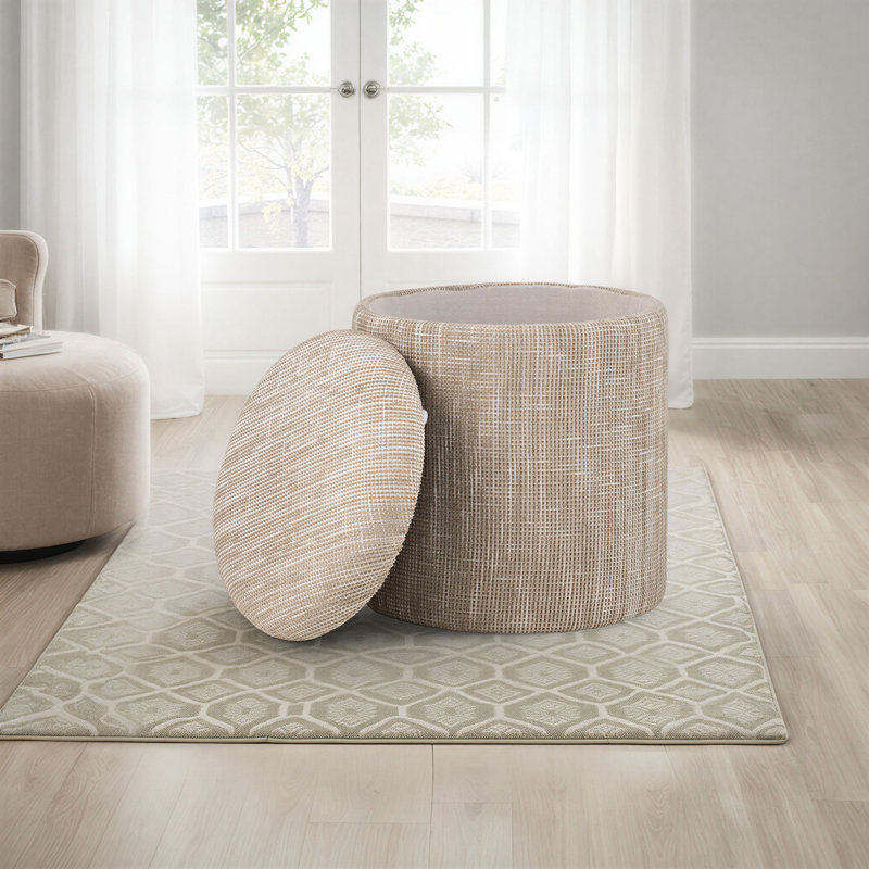 Repose-pieds rond élégant avec compartiment de rangement caché beige élégant 16 po