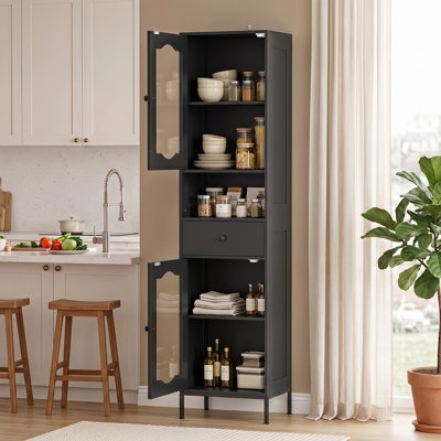 Armoire de rangement pour salle de bain de 66,4 po de hauteur avec portes arquées en acrylique Olvera