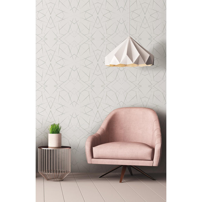 Rouleau de papier peint à motif géométrique L 33 pi x l 20,5 po Geo, vert