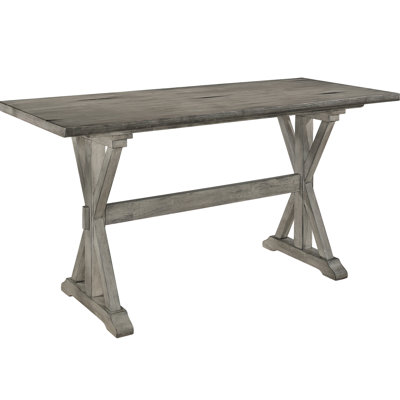 Table de salle à manger à hauteur de comptoir grise, bois massif rectangulaire, 6 options de gris, matériau en bois pour le dîner