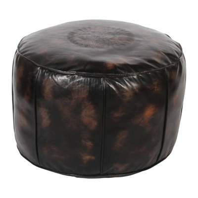 52cm Wide Genuine Leather Round No Pattern Pouffe Ottoman