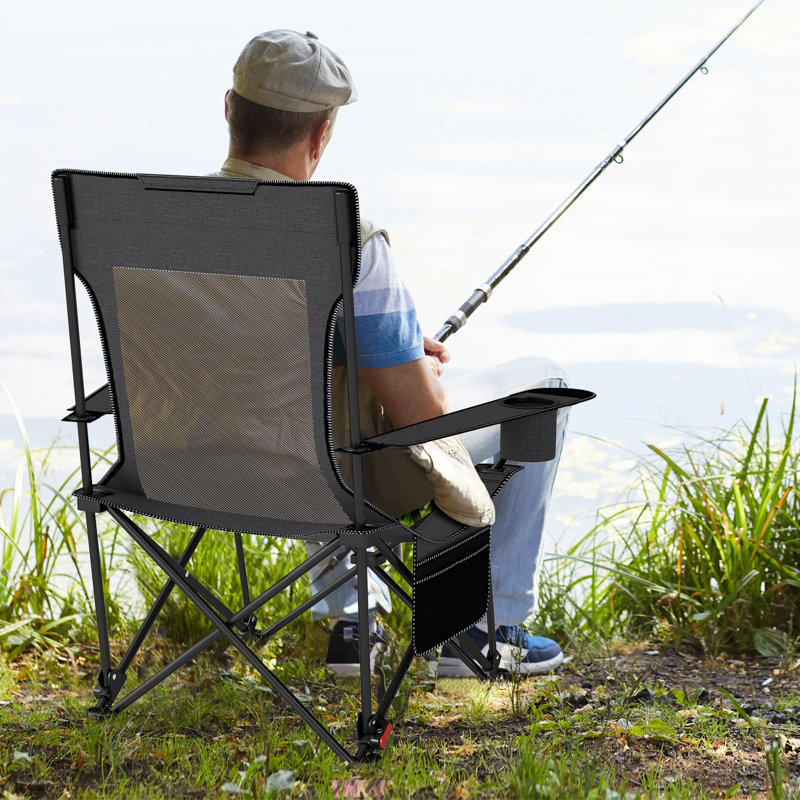 Camping Lounge Chair w/Detachable Footrest 4-position Backrest Carrying Bag