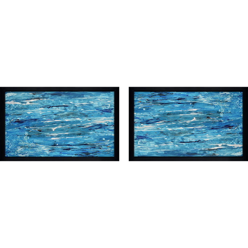 Blue Maze (Vert) - Imprimé, H 21,5 po x l 67 po x P 0,75 po, Cadre noir