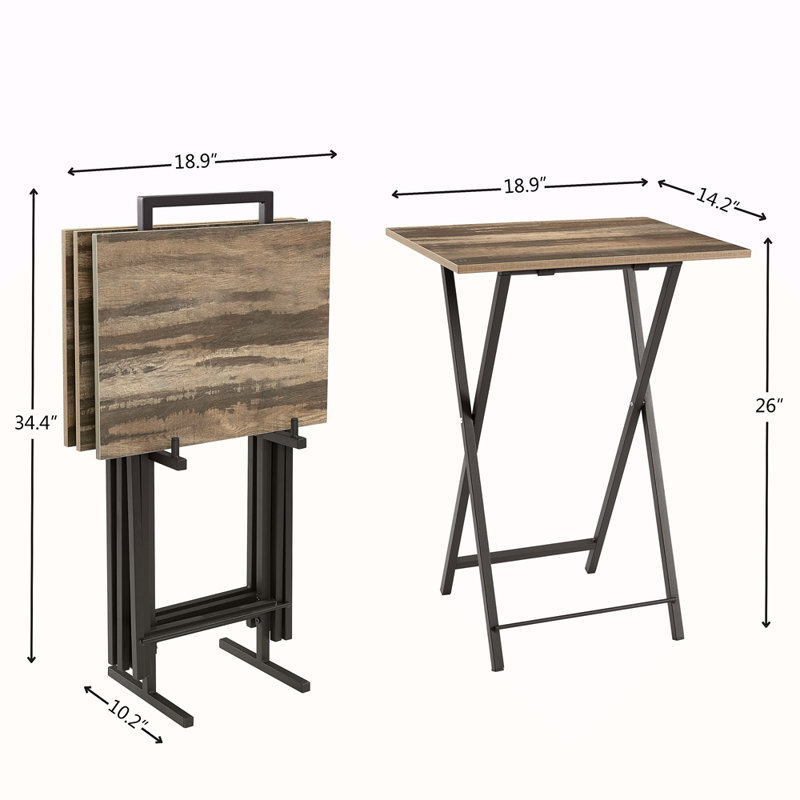 TV Trays For Eating Set Of 4 With Stand,Folding TV/Snack Tray Table Set,Folding TV Dinner Tables For Small Space