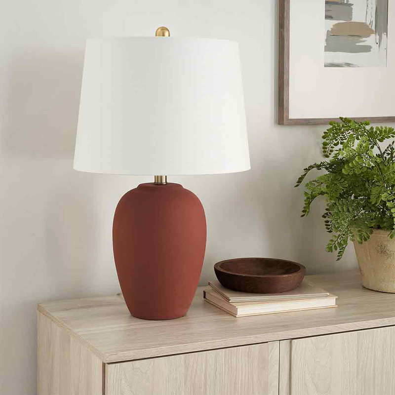 Brejon Ceramic Table Lamp, Brown, White