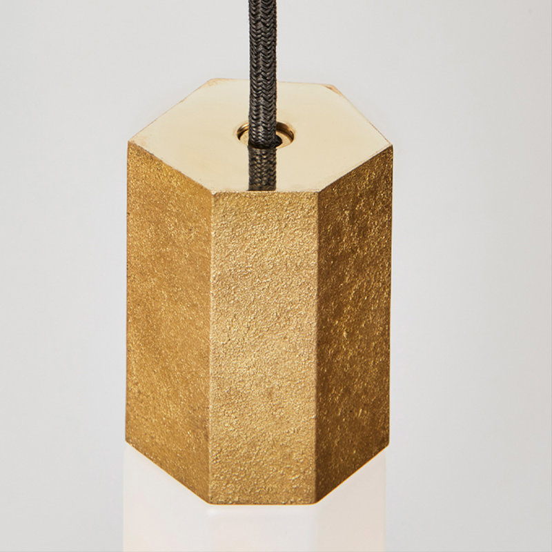 HexaLuxe Mini Brass & Frosted Glass LED Pendant Light