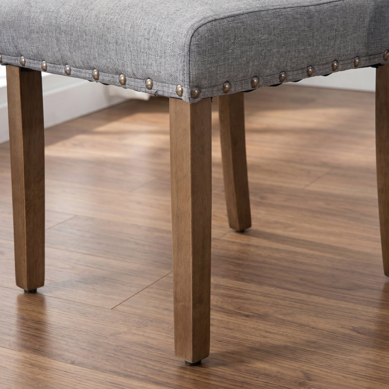 Chaise de salle à manger Bearch - Dossier rembourré moderne avec garniture cloutée, 4, Gris