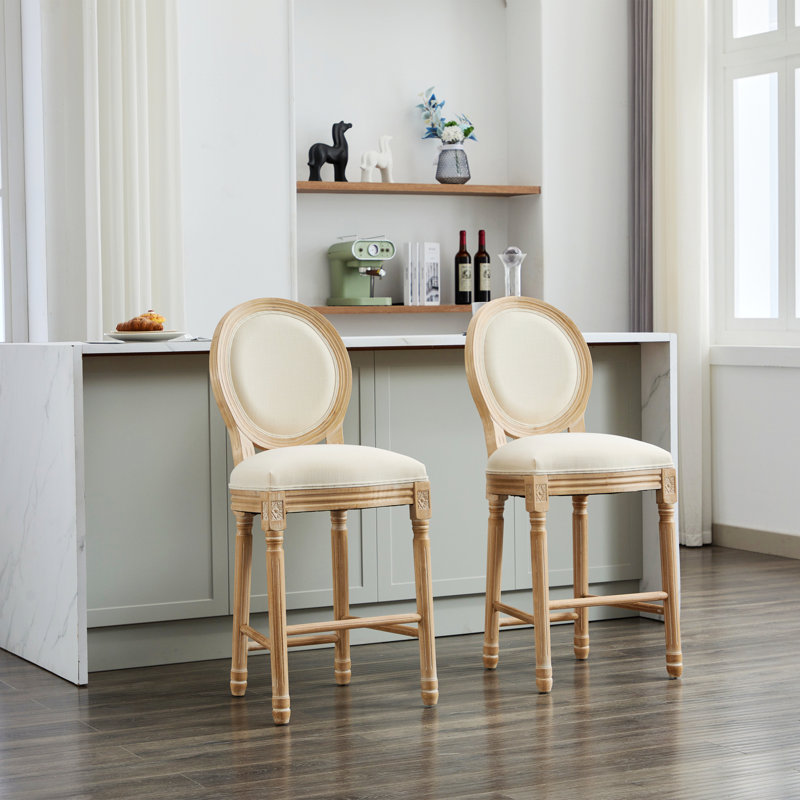 Deux tabourets de bar en bois, tabourets de bar en bois avec siège rembourré, tabouret de bar à cadre en bois pour la cuisine, la salle à manger, le bar