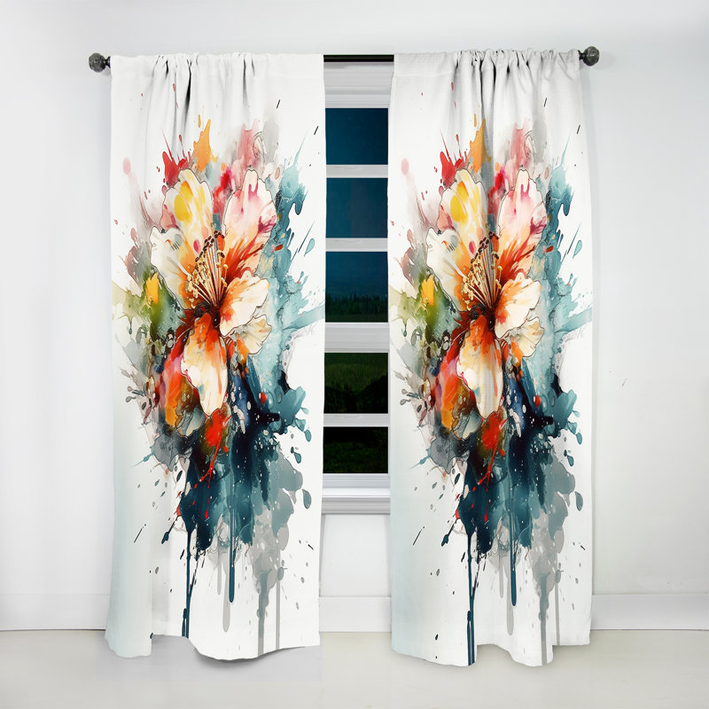 Chalise - Colorful Lily Splash I - Modern Curtain - Velvet Room Darkening - 1 panel, 52" W x 108" L