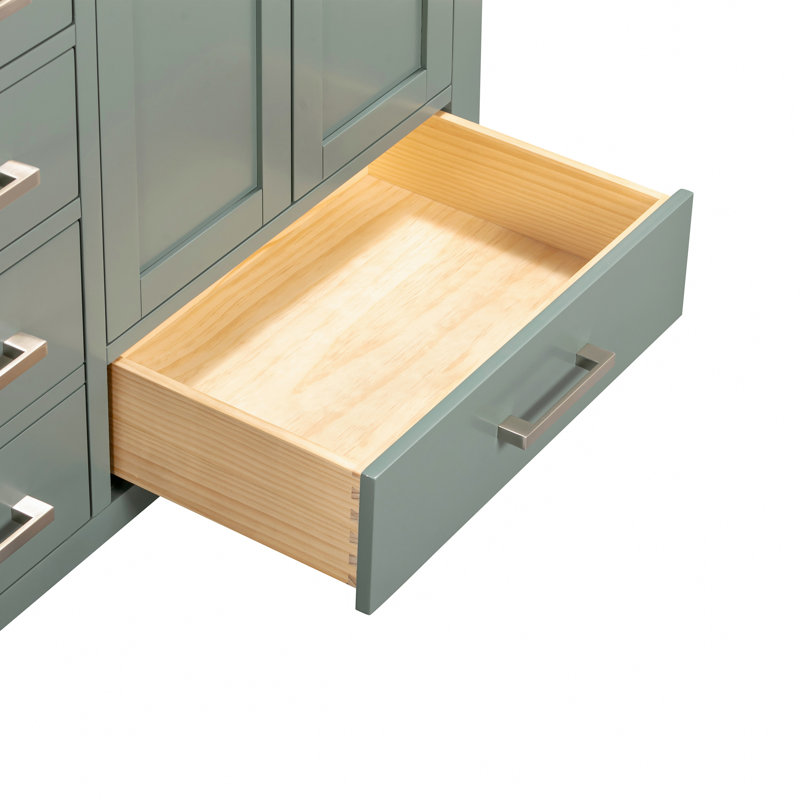 Modero 30" Single Bathroom Vanity with Top, Cala White Marble, Brushed Nickel, Smoke Green