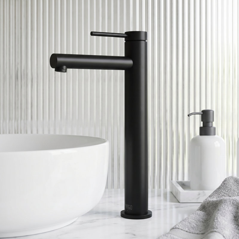 Jewel 11 in. Vessel Bathroom Sink Faucet, Matte Black