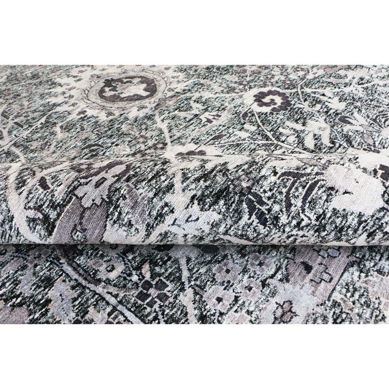 Handmade Wool Floral Area Rug, Rectangle 9' x 12'