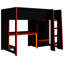Lit mezzanine simple pour jouer en bois noir avec bureau intégré, garde-robe, lampe à DEL et tiroir - Conception sécuritaire et sécuritaire-913168876