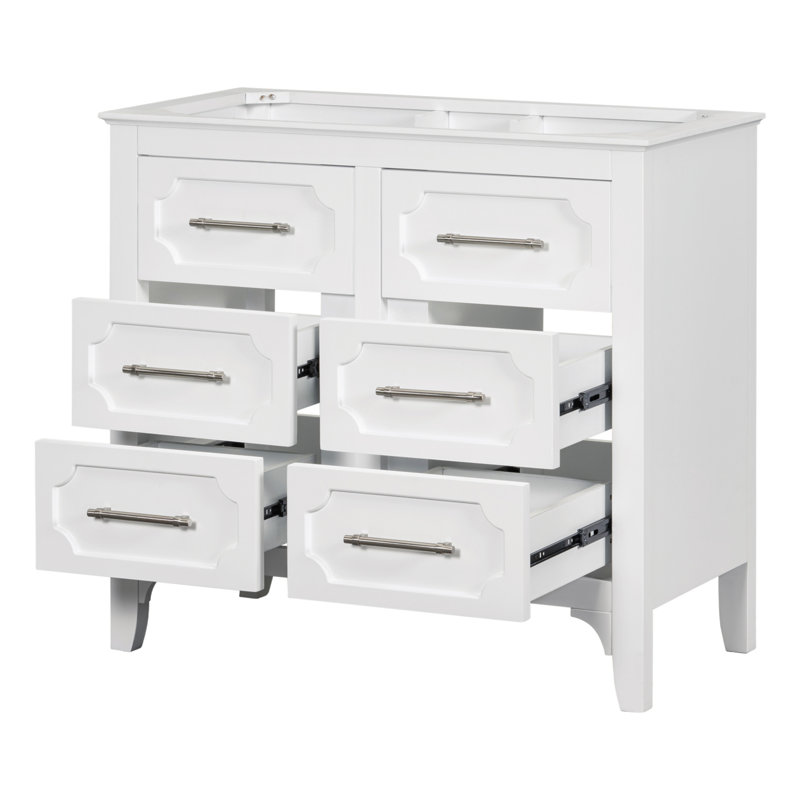 LOONGFIELD 【Sink Not Included, Only Vanity Base Cabinet】36'' Bathroom Vanity Without Sink , Free Standing Single Vanity Set With Four Drawers, Solid Wood Frame Bathroom Storage Cabinet Only