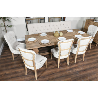 Amaro Pine Solid Wood Top Dining Table