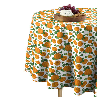 I?Kbal Pumpkin Patch Scroll Round Tablecloth