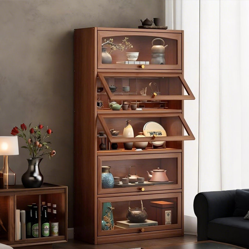 Bibliothèque 23,62 "en bois massif brun, H 67,72 po x l 23,62 po x P 12,6 po