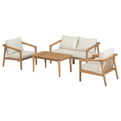 Ensemble de conversation d'extérieur en bois d'acacia 4 pièces