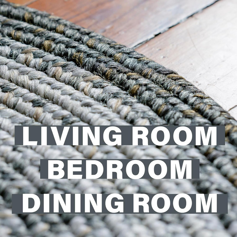  Braided Rug / Washable Indoor/Outdoor White/Ivory/Silver/Gray Rug, Rectangle 8' x 10'