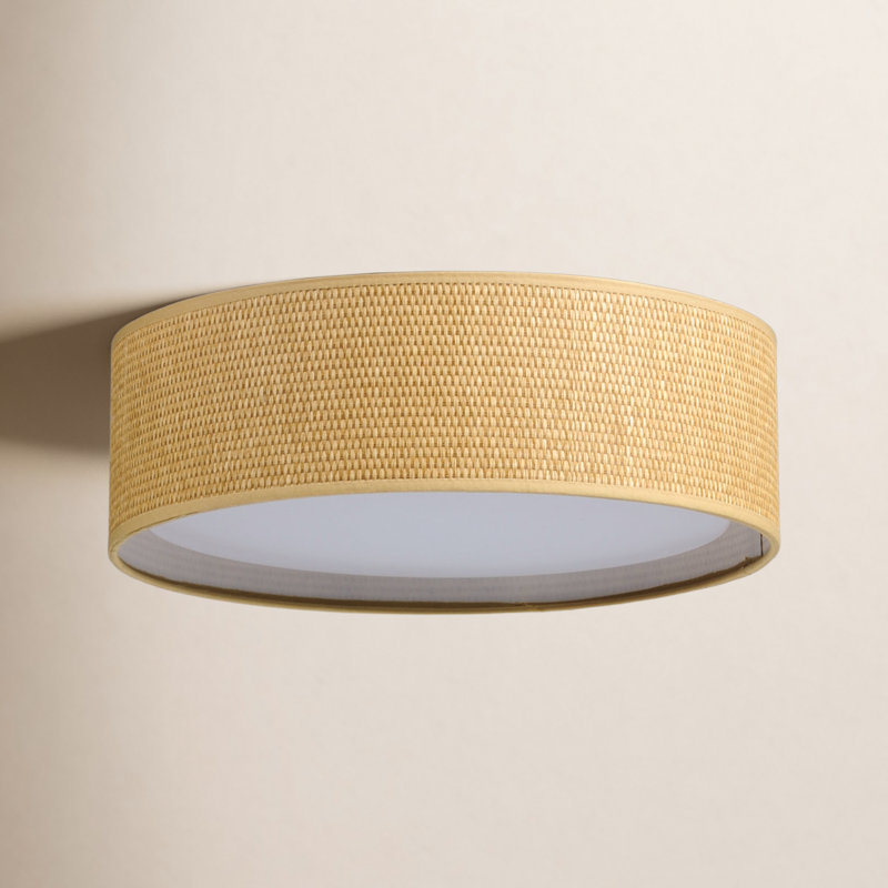 Jessalyn LED Flush Mount, 5.5" H x 16" W x 16" D, Grass Cloth