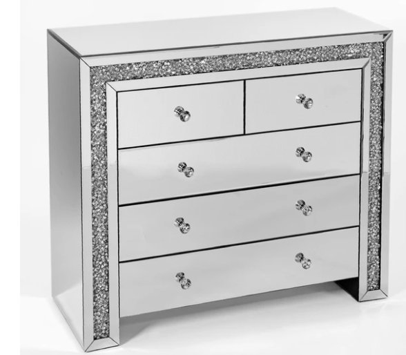 Smithshirs 5 Drawer 45Cm W Glass Chest of Drawers