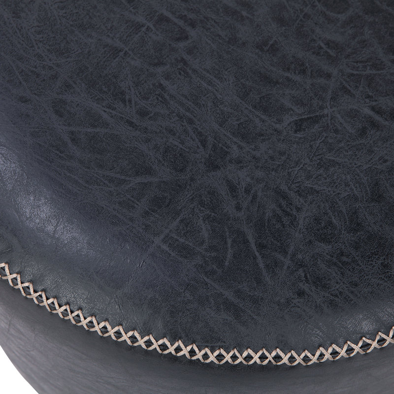 Gillan Faux Leather Ottoman, Vintage Black Faux Leather