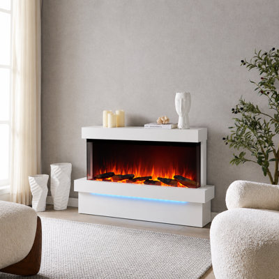 Crispina Ivy Bronx White Electric Fireplace