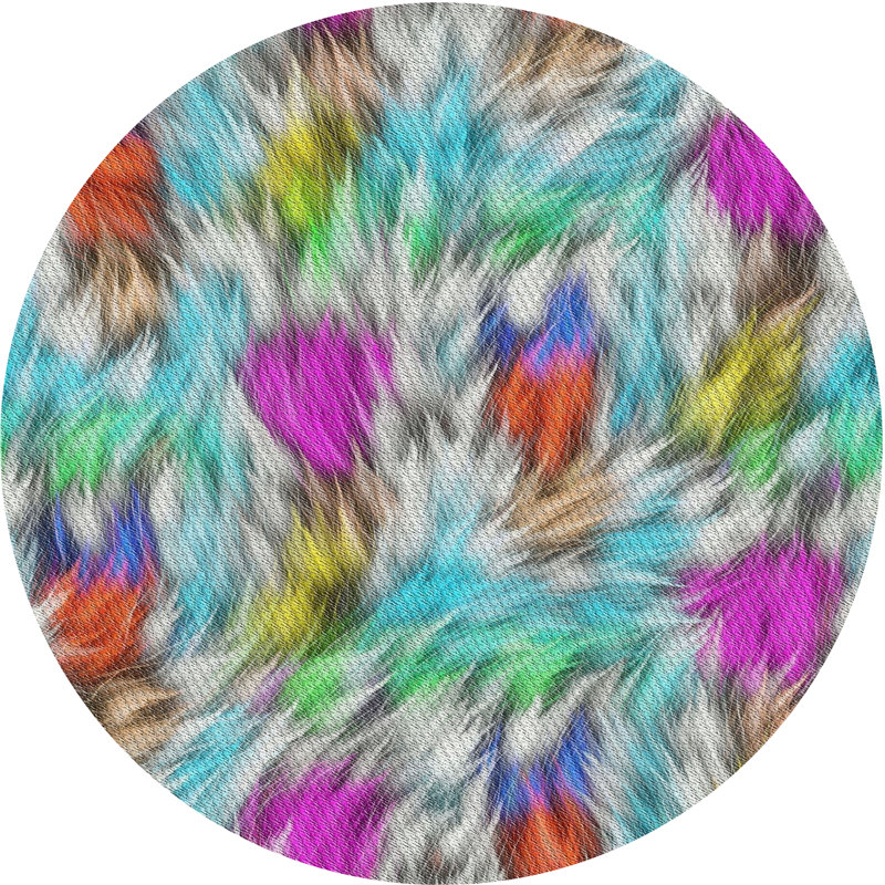 Tapis abstrait turquoise / rose, Rond 7 pi