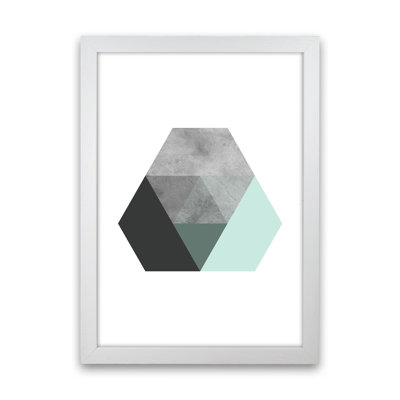 Geometric Mint and Black Hexagon 1 Piece Wrapped Canvas Wall Art