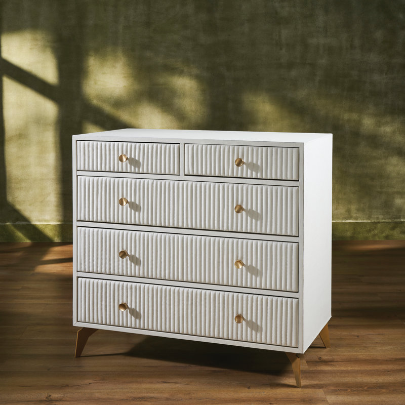 Commode 5 tiroirs Stanford, Blanc