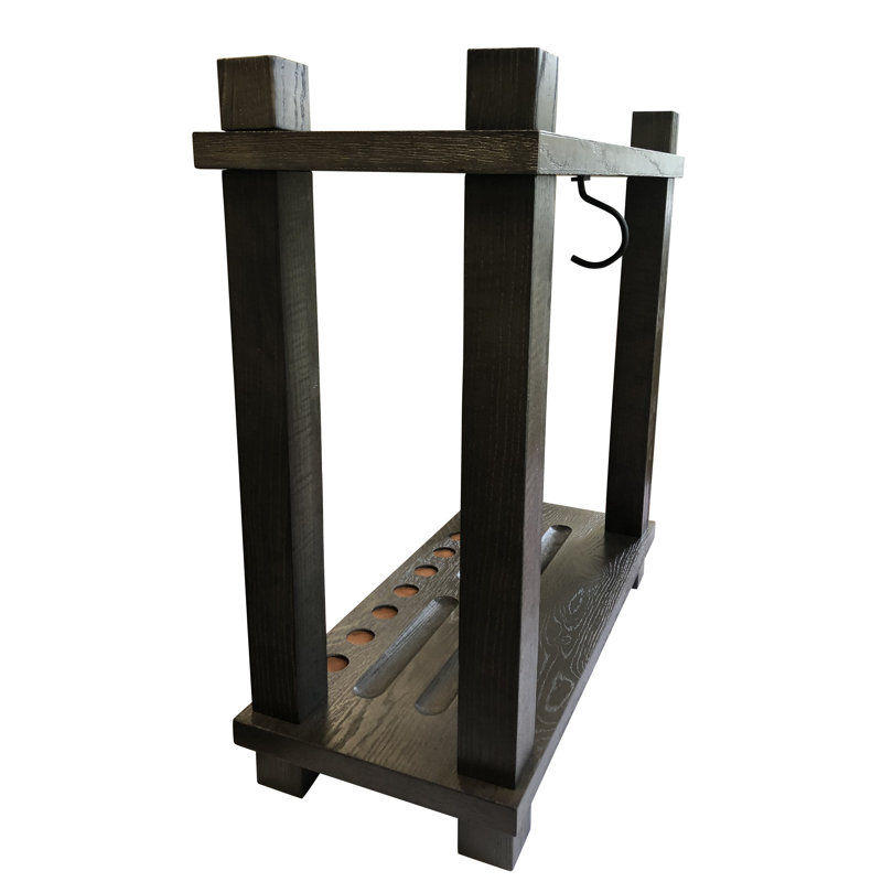 Hardwood 8-cue Billiard Floor Rack, Weathered Fieldstone