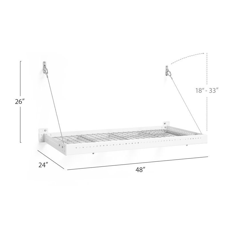 White Steel Wall-Mounted Garage Storage Shelf 2' x 4'