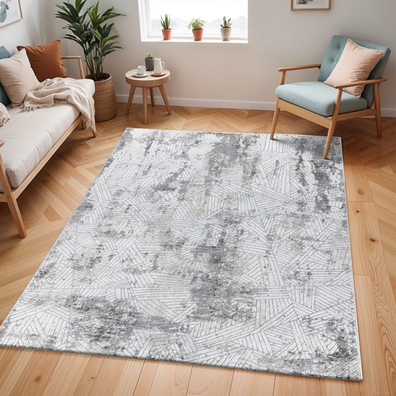 Modern Shaggy Rug, Abstract Easy to Clean Rug For Living Room, Dining Room, Bedroom, Rectangle 120 x 170 cm
