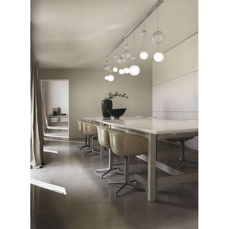 Oto Suspension Lin Smoky Striped Mirrored Steel G9 Ul, Amber, Mirrored Steel