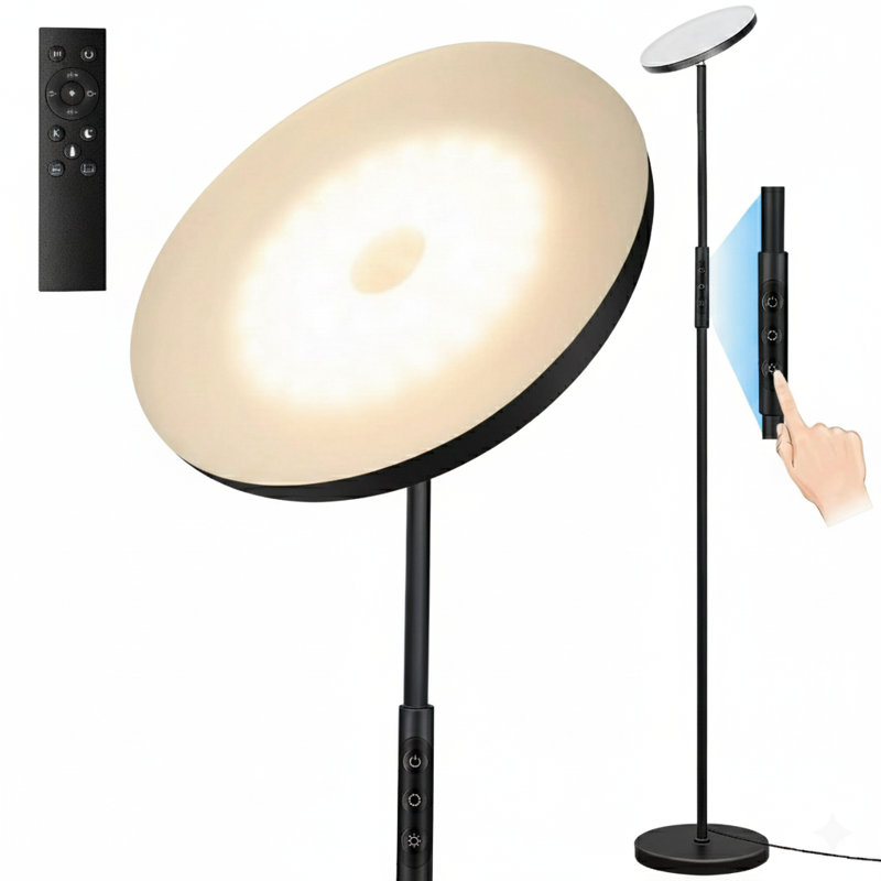 Floor Lamp, Upgraded 40W 4000LM Super Bright Torchiere LED Floor Lamps For Living Room, Stepless Dimmable Color Temperature 2700K-6500K With Remote & Touch Control, Standing Light For Bedroom Office